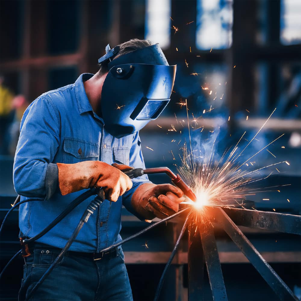 spirit labor day silhouette captured fiery glow welders torch